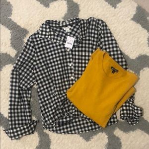 NWT J Crew plaid tie front button down shirt